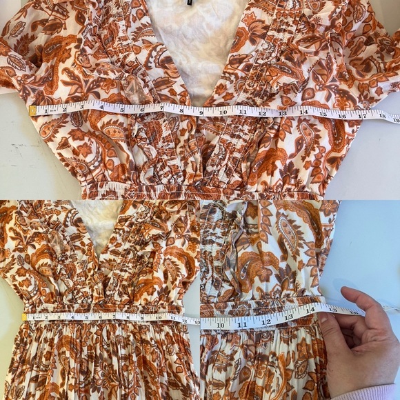 Maje Paisley Ruffled Maxi Dress Orange - Picture 10 of 12